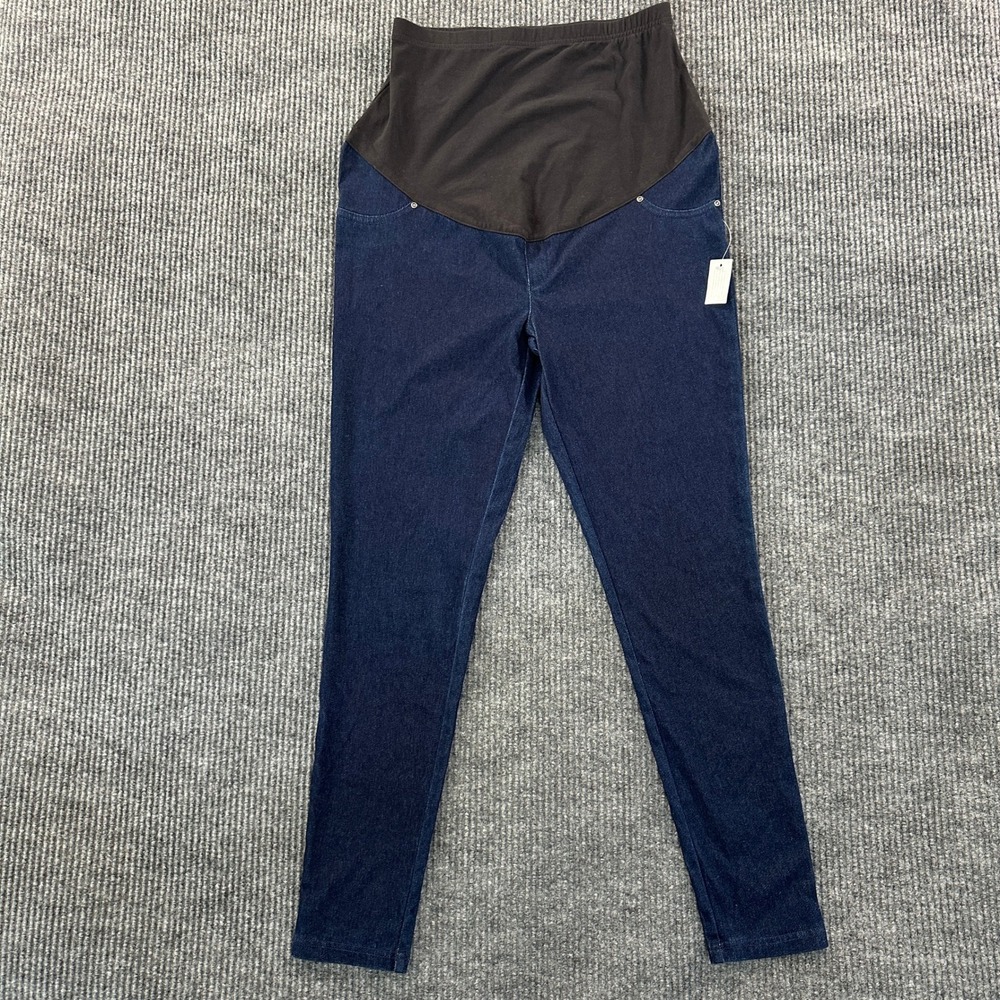 Time and Tru Maternity Skinny Jeans M 8-10 Dark Wash Blue Full Belly Band NWT